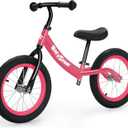 14 Inch Balance Bike for Kids 3-6 Year Old, Bike with No Pedals, Air Rubber Tires, Adjustable Height, Foot Rest, Pedalless Bicycle Boys, Girls (Pink)