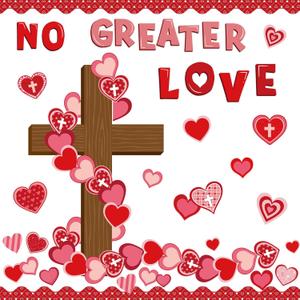 2 x Epakh 86 Pcs Valentine's Day Christian Bulletin Board Valentines Heart Classroom Decoration Valentine's Religions Cross Paper Cutouts Wall Decor for Church Holiday Birthday Wedding Party Decor