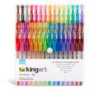 KINGART GLITTER Rollerball GEL PENS, 30 Sparkling Colors with Soft-Grip Comfort, XL Ink Cartridge - For Coloring, Doodling, Scrapbooking, Journaling and General Use, All Ages, 30 Pens