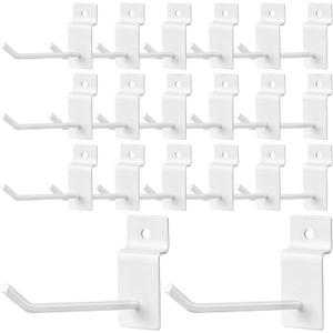 100 Pcs 4 Inch Slat Wall Hanging Hooks, White Iron Hooks for Display, Heavy Duty, Rust Resistant