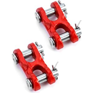 QWORK 3/8 Inches Twin Clevis Safety Chain Repair Links, 2 Pack Trailer Tie Down Links, Industrial Grade Heavy Duty Material - 6,600 LBS. Capacity