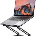 LOXP Adjustable Laptop Stand for Desk, Metal Foldable Laptop Riser, Portable Ventilated Cooling Laptop Holder, Ergonomic Computer Notebook Stand Compatible with 10-15.6" Laptops (Classic Black)