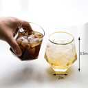 XKXKKE Diamond Wine Glasses Set of 6, 10 OZ Modern Stemless Gold Rim Glass Cups Clear Drinking Glassware for Serving Party, Home, Bar, Restaurants, Transparent 6 Pack