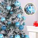 Civaner 24 Pcs Christmas Ball Ornaments, Multi Size Shatterproof Hanging Ball Ornaments Set, Christmas Tree Plastic Decorations for Xmas Holiday Party Wreath Garland Home Decor(Light Blue)