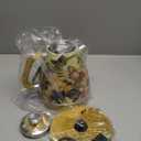 Hazel Quinn X Eduardo Recife Electric Kettle - 1200W Fast Water Boiling, 1.7L/57oz, All 304 Stainless Steel Interior, BPA-Free, Auto Shut-Off, Cordless Retro Teapot with Thermometer - Floral Patterned (Floral Painted Design)