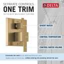 Delta Modern 14 Series Square Rain Shower System Faucet Set, Rainfall Brushed Gold Shower Head and Handle Set, Valve Trim Kit, 10 Inch, Champagne Bronze T342701-CZ (Valve Not Included)