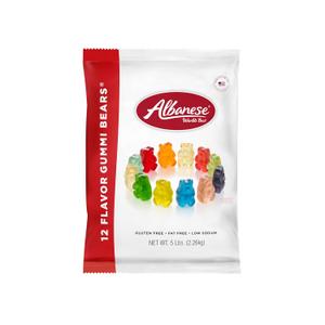 Albanese Candy, 12 Flavor Gummi Bears, 5 Pound Bag, BBD 08/14/2026