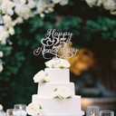 Silver Glitter Happy 25th Anniversary Cake Toppers - Wedding & Birthday Party Decorations (25)