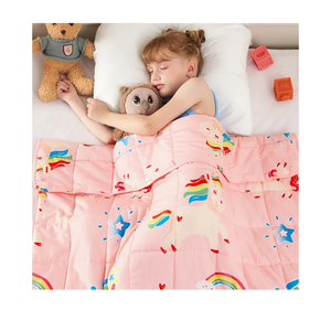 yescool Unicorn Weighted Blanket 5 Pounds Cooling Weighted Lap Blanket, Pink Rainbow Heavy Blankets, Breathable Weighted Throw Blanket Gift for 40-60lbs, 36"x48"