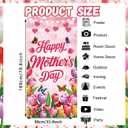Happy Mothers Day Door Cover, Mothers Day Decorations Front Door Banner, Pink Floral Door Cover for Mother's Day Party Supplies, 71 x 35 Inch