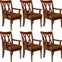Havawish Large Dining Room Chair Seat Covers with Armrest Dining Chair Slip Covers Protectors(6 Pcs,Camel)