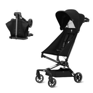 QPlay Travel Stroller for Baby & Toddlers Ages 6 Months to 4 Year Old 9.48lbs Lightweight & Ultra-Compact Umbrella Stroller with One-Hand Fold, Airplane Carry-on Size, Reclining Seat (Black)