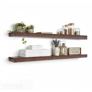 Emaraly Floating Shelves for Wall,Wall Shelves for Decor Storage,Display Shelving 36 inch Set of 2,Wall Mounted Wood Shelf for Bedroom,Living Room,Bathroom,Kitchen,Brown (2pcs,Brown)