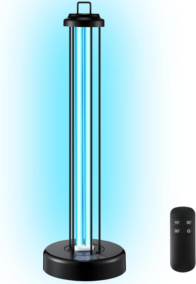 Qualirey 100W UV Light Sanitizer with Ozone Purifier for Room, UV Lamp with 3 Gear Timer Remote Control, Home Disinfection Device for Large Space, Disinfection Faster and More Thoroughly