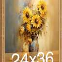 24x36 Picture Frame, Plexiglass 24x36 Vintage Photo Frame, 24 by 36 Poster Frame with Gold Border Horizontal & Vertical Display for Tabletop or Wall Decor (1 Pack)