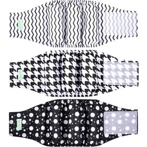 wegreeco Washable Male Dog Belly Band (Stylish Pattern)- Pack of 3 - Washable Male Dog Belly Wrap, Dog Diapers Male (Houndstooth, X-Small)