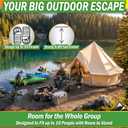 16x16x9.8ft 10 Person Tent for Camping - Breathable Spacious Water-Resistant Glamping Tent - Luxury Bell Yurt Outdoor Teepee for Family Camp, Hunting, Party or Events by Wakeman Outdoors (Beige), 192” x 192” x 119”; Door: 79”