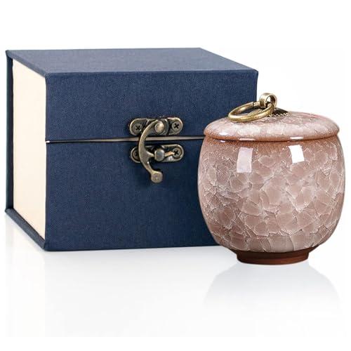 Small Urns for Human Ashes,Ceramic Memorial Mini Ashes Urns,Hold 5.5 Cubic Inches of Ashe,for Human Or Pet,Beautiful Mini Sharing Funeral Urn with Exquisite Box (White)