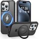 AurySharled Case for iPhone 15 pro with Magnetic Ring Stand, Black