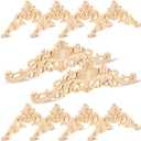 10 Pieces Wood Appliques and Onlays Wood Appliques for Furniture Decorative Wooden DIY Carved Onlay for Bed Door Cabinet Wardrobe Furniture Decoration(Small Size) (Delicate)
