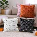 Fall Halloween Ghost Throw Pillow Covers 20x20 Set of 2 - Cute Ghost Horror Decor Pillow Cases - Faux Fur Decorative Pillows for Home Couch - Spooky Hallowen Party Decorations Indoor - Pink