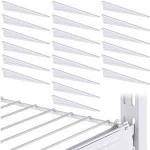 Wonderjune Adjustable Locking Shelf Bracket 16 Inch Shelf Brackets Heavy Duty Wire Shelving Brackets for Deep Wire Shelving Double Track System (White,20 Pcs)