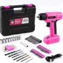 DOWELL 8V Cordless Drill Tool Set 58 PCS, Built-in LED, Variable Speed, Type-C Charge Cable, Blow Molded Case, for DIY, Home Maintenance & Light Drilling, Pink