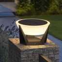 11" Unique Solar Post Light, Outdoor IP54 Waterproof Luxury Decorative Fence Pillar Cap Column Landscape Lamp with 3 Color Modes & Modern Artistic Design, Solar Powered