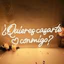 SYLHOME Large quieres casarte conmigo? Led Neon Light Sign Spanish Will You Marry Me Wedeing Wall Sign Decor Bridal Shower Banner Backdrop 12V Powered 23.6" X 10.3"