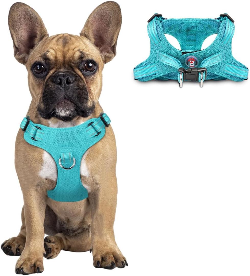 Dog Harness Step in Dog Vest Harness, Reflective Adjustable Puppy No Pull Harness Breathable Soft for Small Dogs Cats, Ocean Blue, S