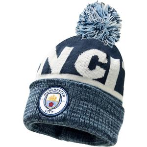 Fan Ink Manchester City Beanie Knitted Ski Hat, Licensed Man. City Winter Hat. Blue
