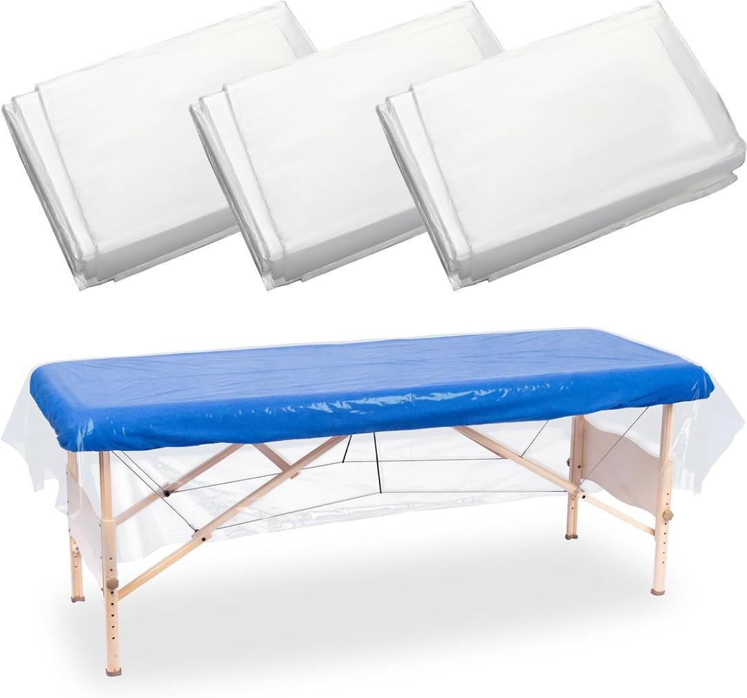 EBoot 100pcs 47" x 90" Disposable plastic Massage Table Sheets Spa Massage Treatment Bed Cover Transparent Beauty Bed Waterproof Film Couch for Tattoo Beauty Chair Sofa Spa Beds Furniture Supplies