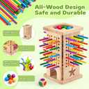 Montessori Wooden Board Games, 42 Colorful Sticks Math Learning Toys for 3 4 5 6 Year Olds, Board Games for Kids 4-6, Fine Motor Skills Toy Family Travel Game, Gifts for Boys Girls 3 Year Old