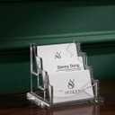 SEVENY Business Card Holder, Clear Acrylic Cards Organizer Stand for Men and Women, Business Cards Case Rack 1 Pack, Holds 180 Cards-3 Slot