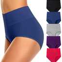 OLIKEME Tummy Control Womens Underwear Cotton Postpartum Plus Size Panties Full Coverage High Waisted Ladies Briefs Multicolor, M