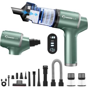SakerPlus Hand Held Car Vacuum Cordless, 20000PA High Power Handheld Portable Vacuum & Air Duster for Car Home, 4-in-1 Mini Vacuum Cleaner with LED Display - Vacuuming, Blowing, Inflating & Deflating