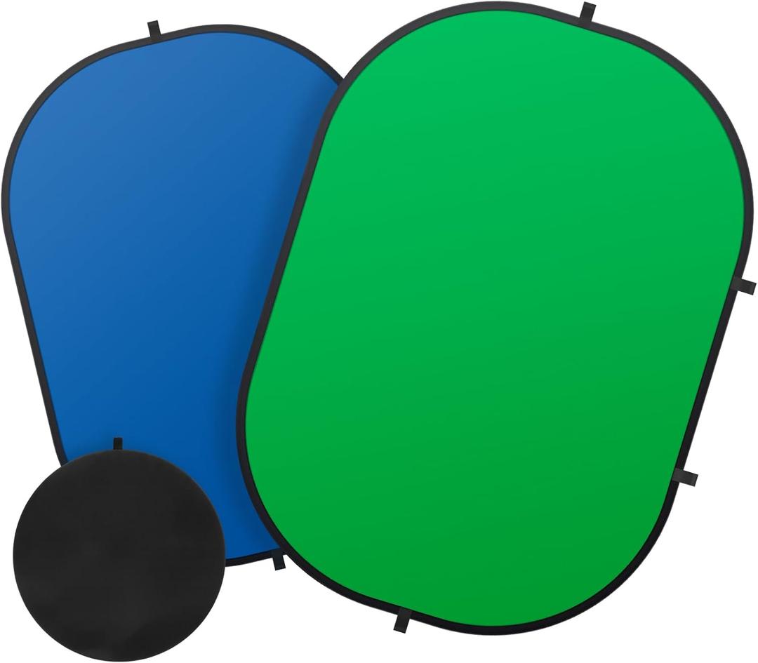 3x5ft/100x150cm Green Screen Backdrop for Photography, Double Sided Green Screen and Blue Screen, 2 in 1 Collapsible and Reversible Background for Photography, YouTube Videos,and Live Streaming