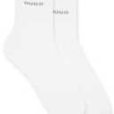 HUGO Men's 2-Pack Fine Ribbed Quarter Length Socks (3.5-5, Black Pepper)