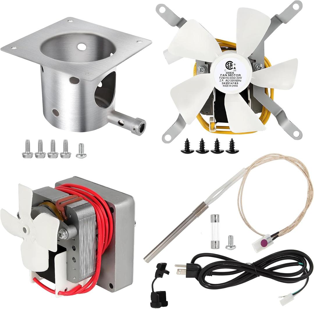 Complete Replacement Parts Kit for Pit Boss and Traeger, Auger Motor, Grill Induction Fan, Fire Burn Pot with Screws, Hot Rod Ignitor with Fuse, for Traeger, Pit Boss Wood Pellet Grills