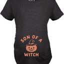 Funny Maternity Halloween T Shirts Cute Pregnancy T Shirts with Pumpkins Ghosts Bats and More (M)