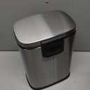 Amazon Basics Smudge Resistant Small Rectangular Trash Can With Soft-Close Foot Pedal, Brushed Stainless Steel, 12 Liter/3.1 Gallon, Satin Nickel Finish, 11.3"L x 9.9"W x 15.1"H