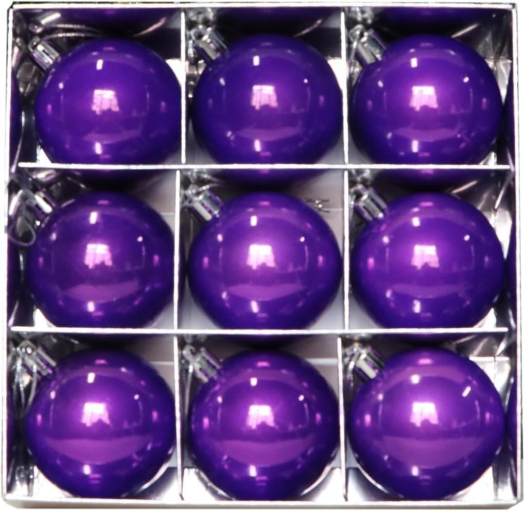 YYCRAFT Shiny Pearly Christmas Ball Ornaments 6CM Faux Glass Ball for Christmas Decoration Box Set (9 Pack, Shiny Purple)