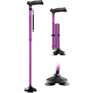 Walking Cane for Men & Women - Foldable, Adjustable, Collapsible, Free Standing Cane, Pivot Tip, Heavy Duty | Walking Sticks, Folding Canes for Seniors & Adults [Purple]