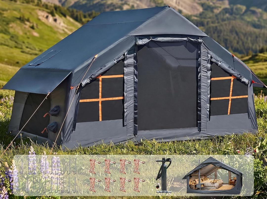 6-8 Person Inflatable Tent for Camping with Skylight, Blow up Tent Easy Setup Air Tent House, Waterproof