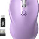 WisFox 2.4G Wireless Mouse for Laptop, Ergonomic Computer Mouse with USB Receiver and Type-C Adapter, 3 Adjustable Levels DPI, 6 Button Cordless Wireless Mice (Violate)