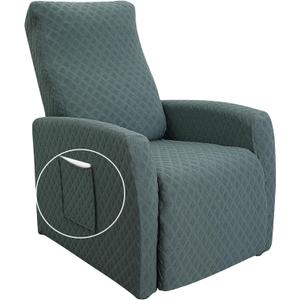 SearchI Recliner Chair Cover Jacquard Chair Covers 4 Piece, Small Recliner Sofa Slipcover for Home Theater Seating with Elastic Bottom, Recliner Protector with Pocket for Recliners,Sage Green