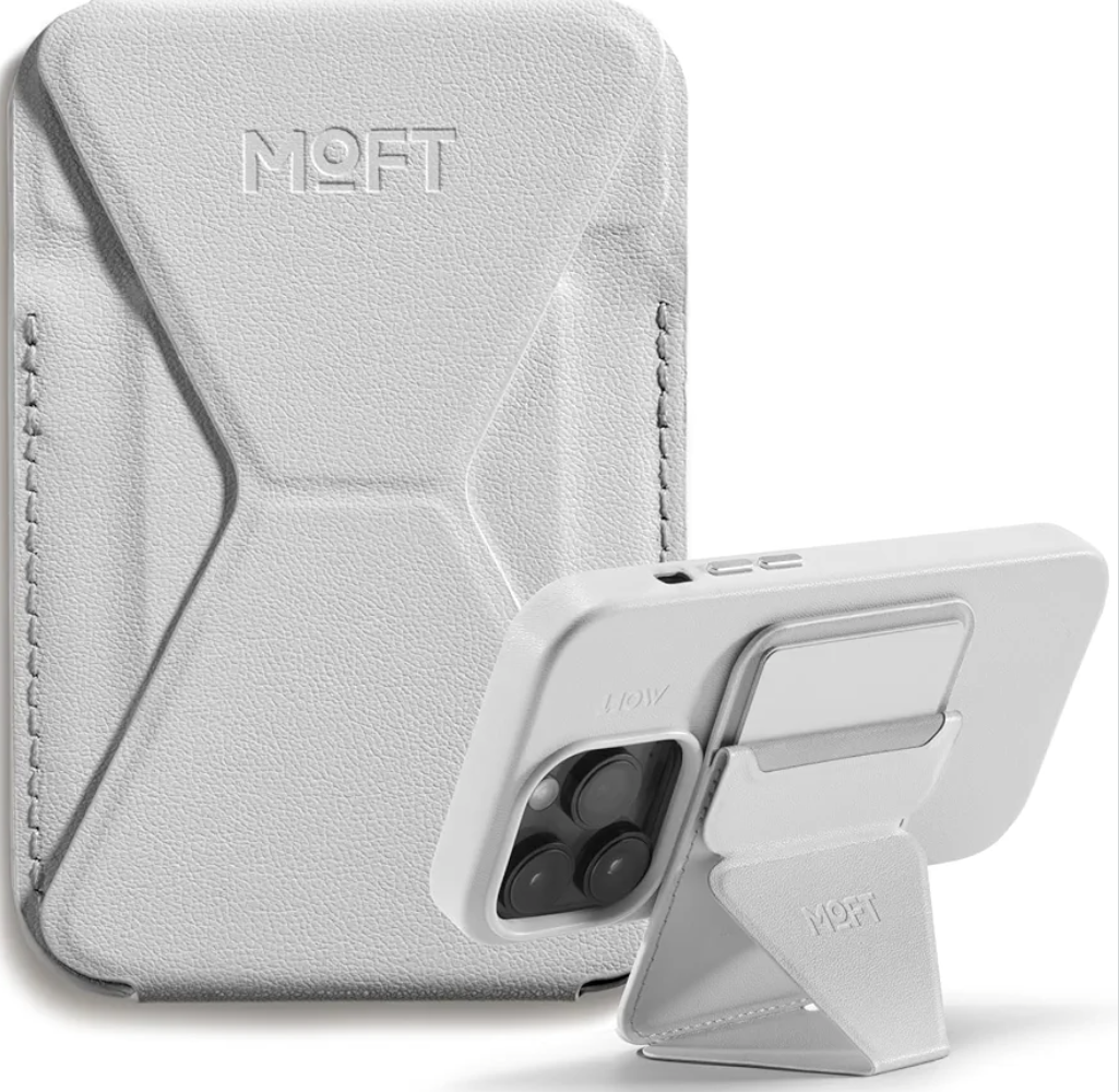 MOFT MagSafe Wallet for iPhone 15/14/13/12 Series, Strong Magnetic Phone Card Holder Fit 2 Cards & 3 Viewing Angles & Stain-Resistant Vegan Leather Phone Stand, Misty Cove
