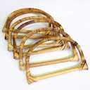 4pcs Purse Handles D Shaped Wood Handbag Handles Ring Replacement for Handcrafted Handbag DIY Bags Accessories (Random Color)