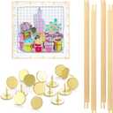 Glooglitter 2 Sets Stretcher Bars for Needlework with Thumb Tacks Regular Needlepoint Stretcher Bars Wooden Canvas for Embroidery Stitch Frame Set Bundle with Crafts(16 Inch,Wood)