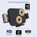 Akantra Alcantara 15W Dual Coil Qi Wireless Car Charger Mount Holder Compatible for Samsung Galaxy Z Fold7 Fold6 Fold5 Fold4 Fold3 S25 Ultra iPhone 16 Pro Max Auto Clamp Fast Car Charger